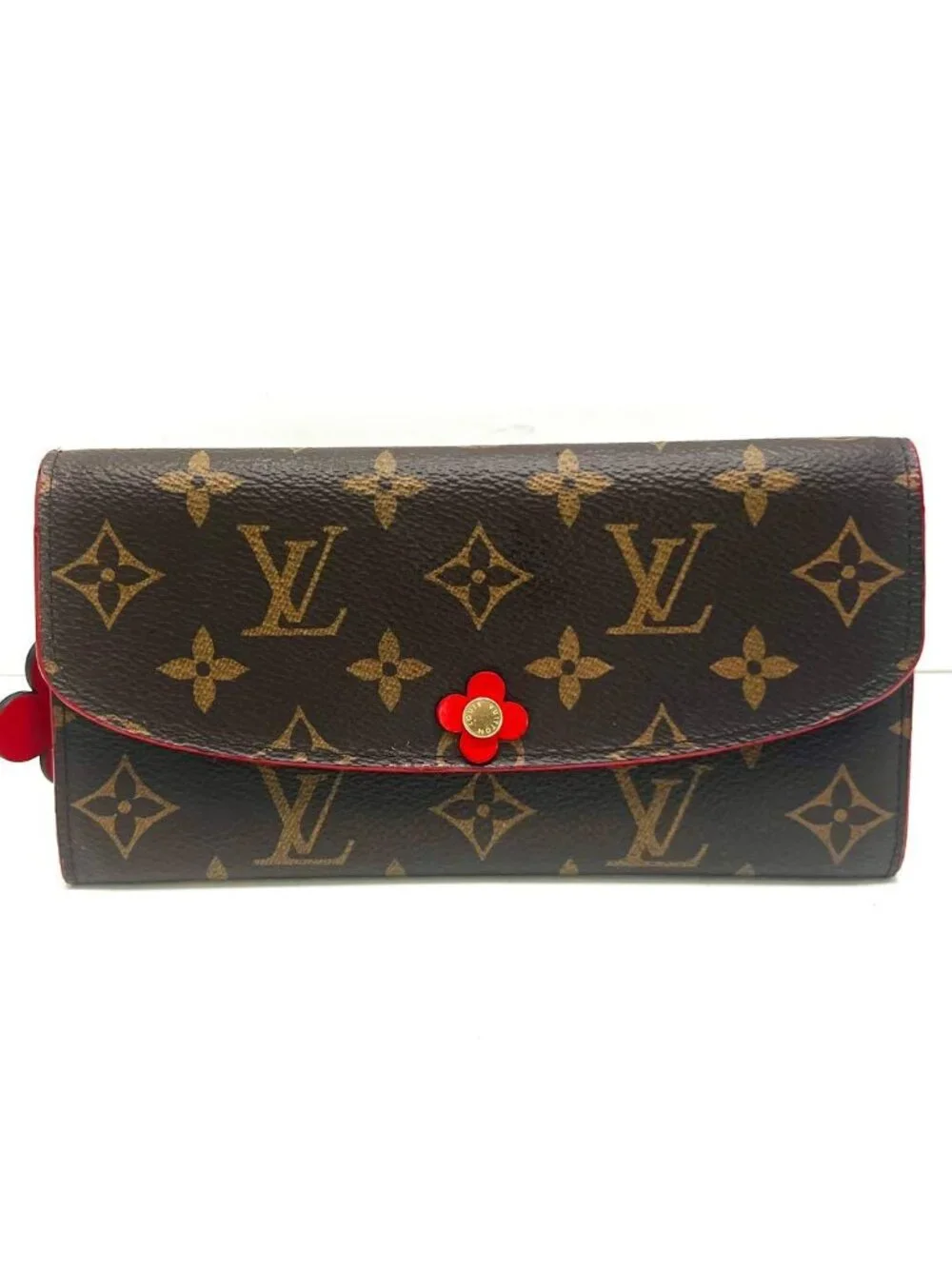Louis Vuitton Monogram Portefeuille Emily Flower Charm Cerise Wallet